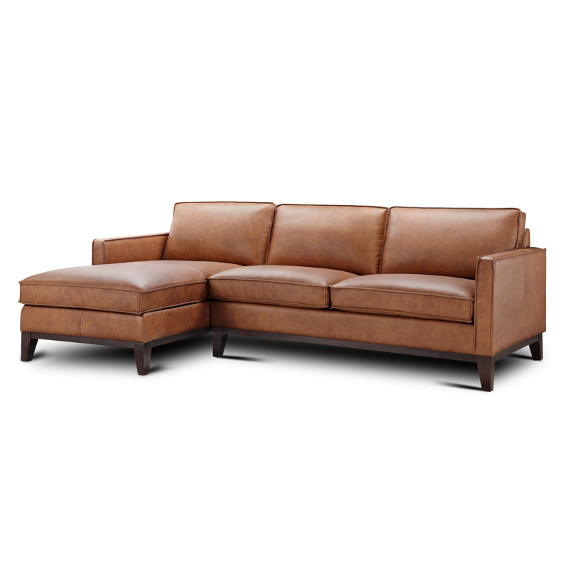 Brayden Studio® Zoticus 100" Wide Genuine Leather Sofa & Chaise Wayfair